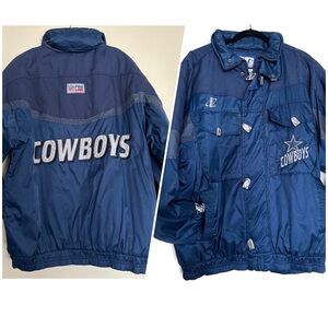 Vintage 90s Pro Line Logo Athletic Dallas Cowboys Puffer Jacket Size Large